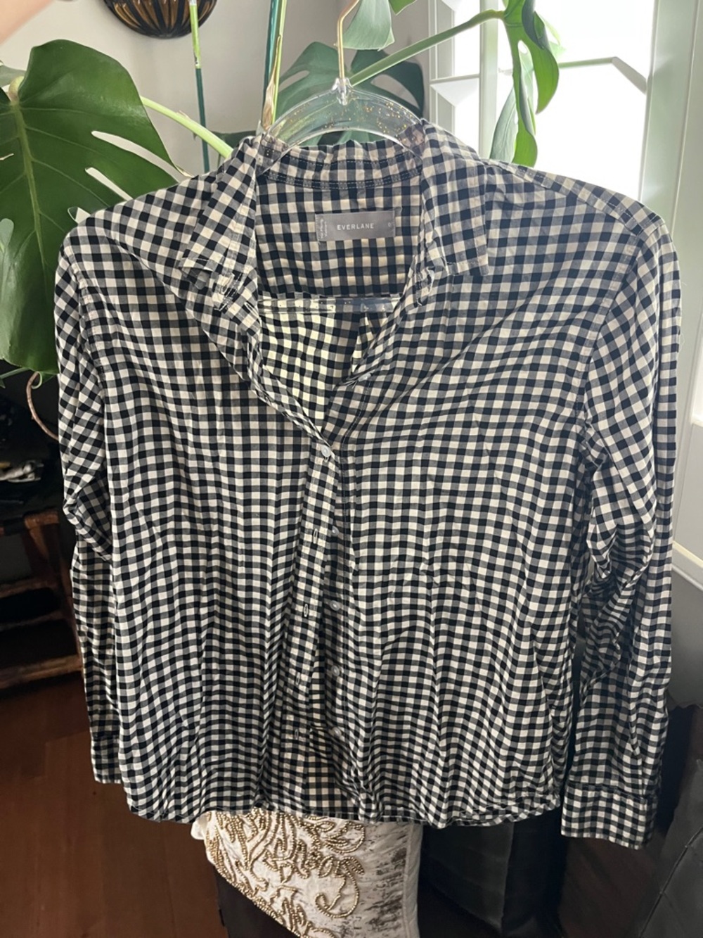 Everlane Black and White Gingham Button-Down Shirt